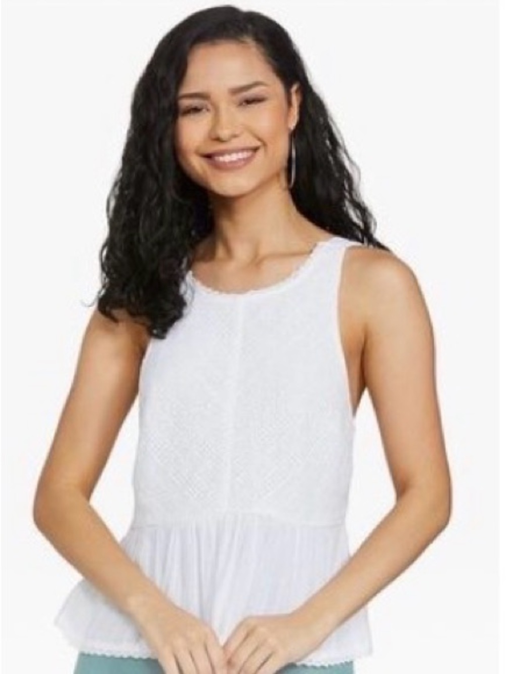 American Eagle Outfitters White Sleeveless Peplum Ribbed Tank Top